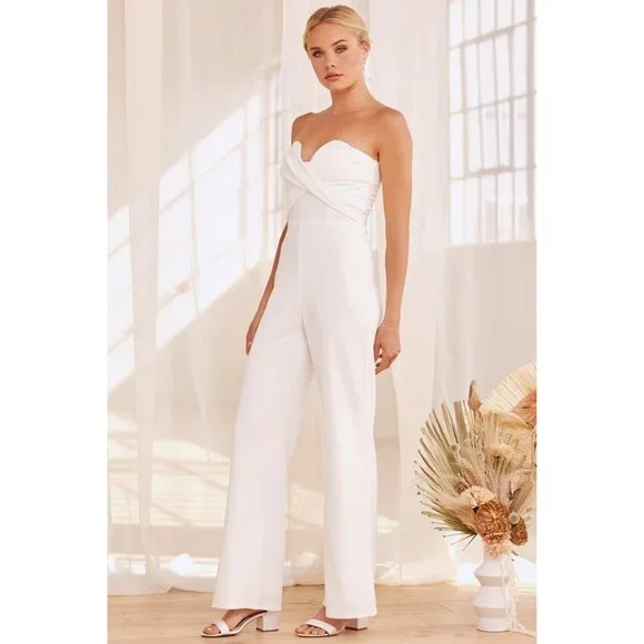 Lulus Total Confidence Strapless Jumpsuit Bridal Romper w/Sweetheart Neckline - Picture 5 of 7